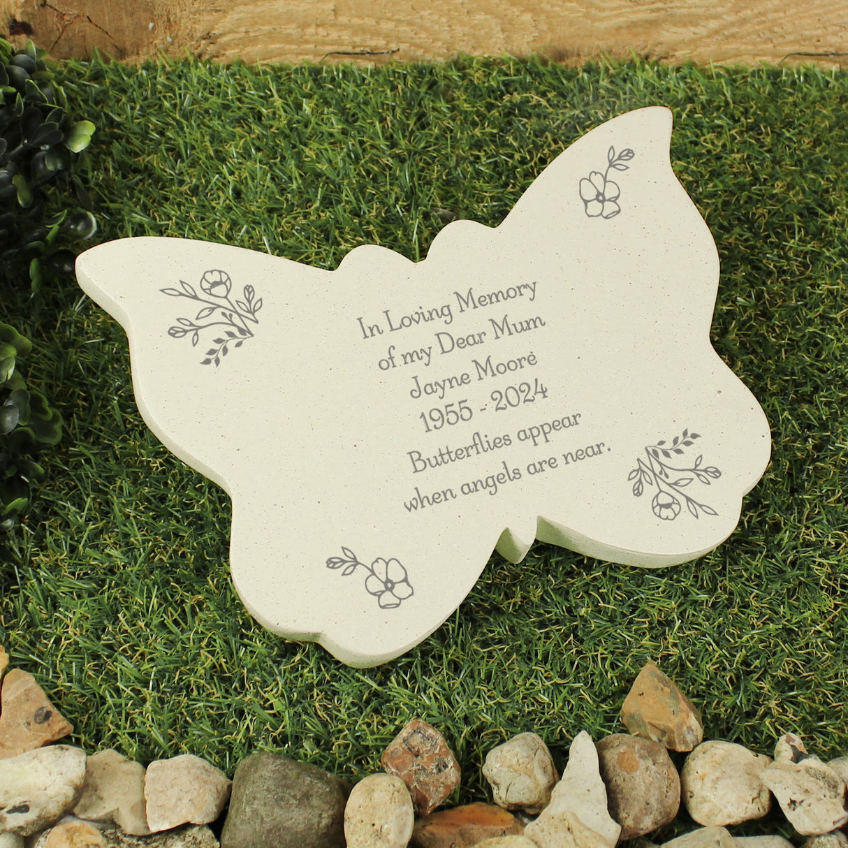 Personalised Floral Memorial Resin Butterfly - Memorials at Gift Moments