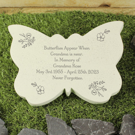 Personalised Floral Memorial Resin Butterfly - Memorials at Gift Moments