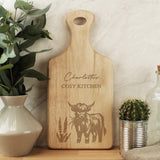 Personalised Highland Cow Paddle Chopping Board Default Title - Chopping Boards at Gift Moments