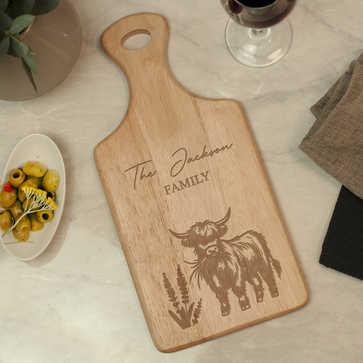 Personalised Highland Cow Paddle Chopping Board - Chopping Boards at Gift Moments