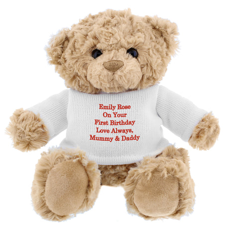 Personalised Red Message Teddy Bear - Teddy Bears & Soft Toys at Gift Moments