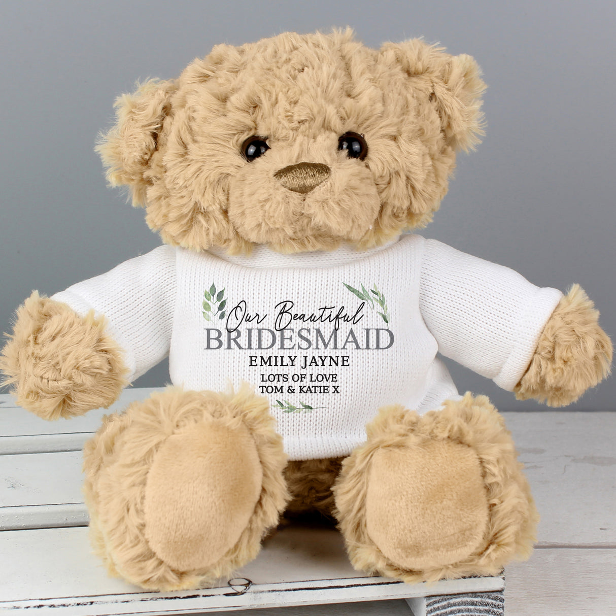 Personalised Geometric Leaf Teddy Bear Default Title - Teddy Bears & Soft Toys at Gift Moments