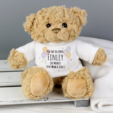 Personalised Teddy & Balloons Teddy Bear - Teddy Bears & Soft Toys at Gift Moments