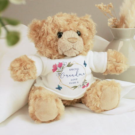 Personalised Geometric Floral Teddy Bear - Teddy Bears & Soft Toys at Gift Moments