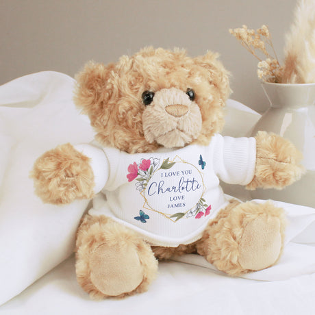 Personalised Geometric Floral Teddy Bear - Teddy Bears & Soft Toys at Gift Moments