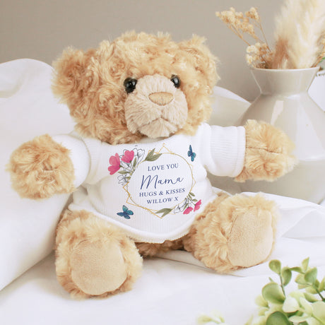 Personalised Geometric Floral Teddy Bear - Teddy Bears & Soft Toys at Gift Moments