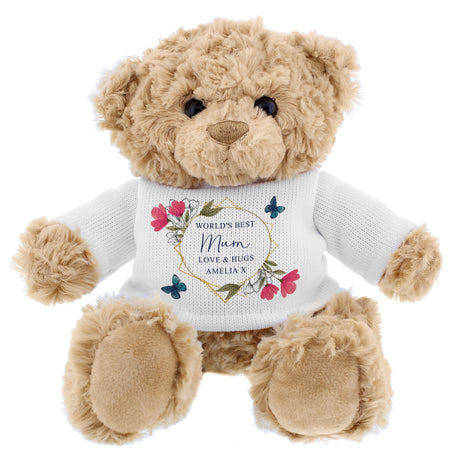 Personalised Geometric Floral Teddy Bear - Teddy Bears & Soft Toys at Gift Moments