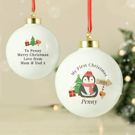 Personalised My 1st Christmas Penguin Bauble - Christmas Baubles at Gift Moments