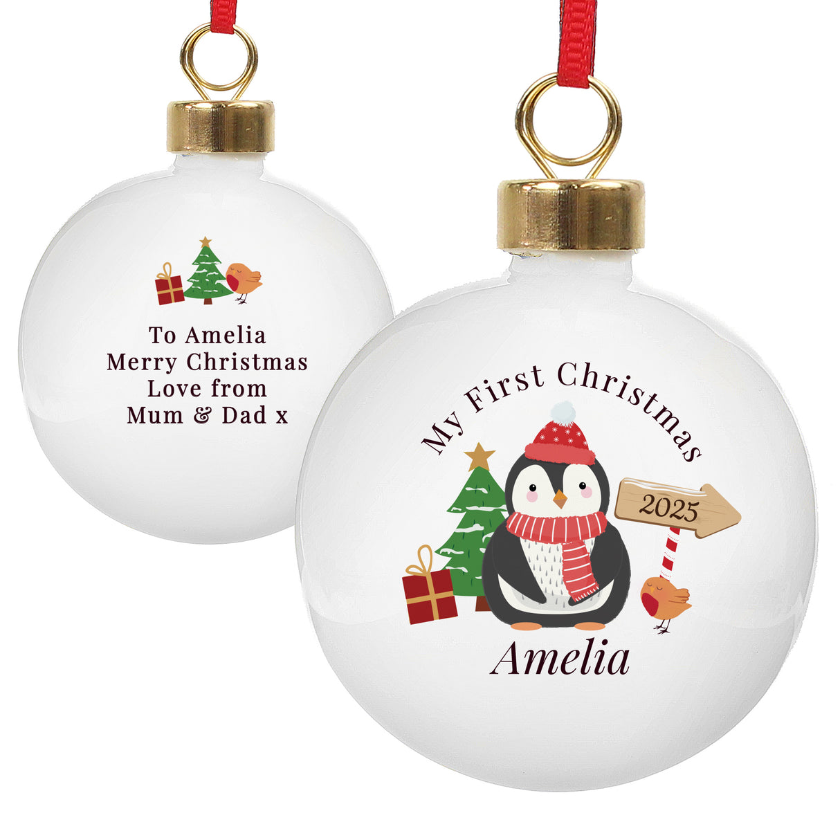 Personalised My 1st Christmas Penguin Bauble - Christmas Baubles at Gift Moments