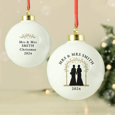 Personalised Mrs & Mrs Bauble Default Title - Christmas Baubles at Gift Moments