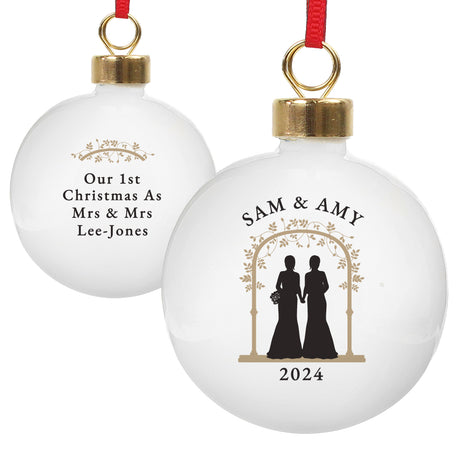 Personalised Mrs & Mrs Bauble - Christmas Baubles at Gift Moments