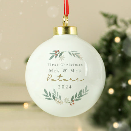 Personalised Christmas Foliage Bauble Default Title - Christmas Baubles at Gift Moments