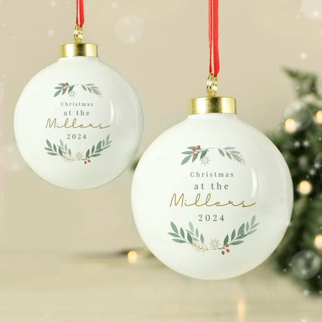 Personalised Christmas Foliage Bauble - Christmas Baubles at Gift Moments