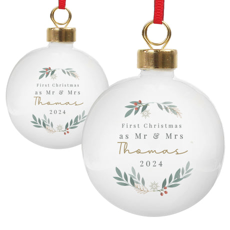 Personalised Christmas Foliage Bauble - Christmas Baubles at Gift Moments