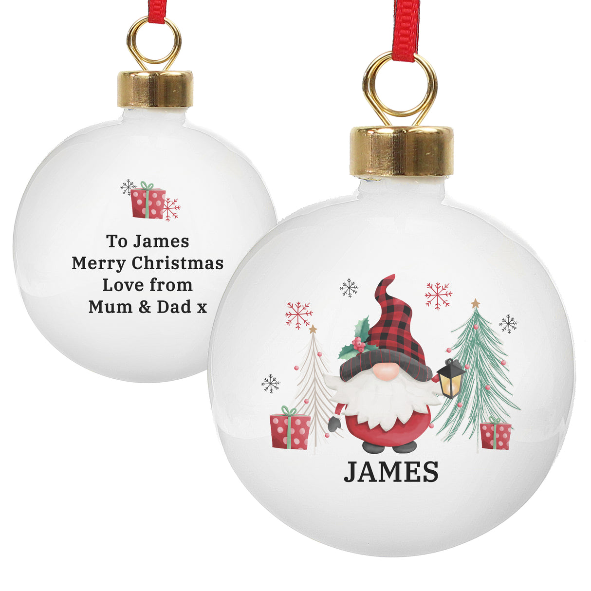 Personalised Gonk Christmas Bauble - Christmas Baubles at Gift Moments