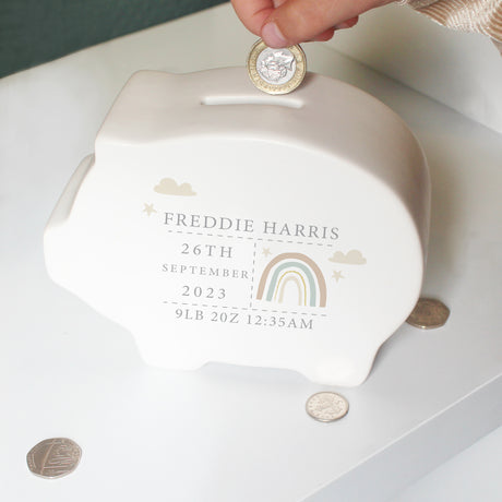 Personalised Rainbow Piggy Bank - Money Boxes at Gift Moments