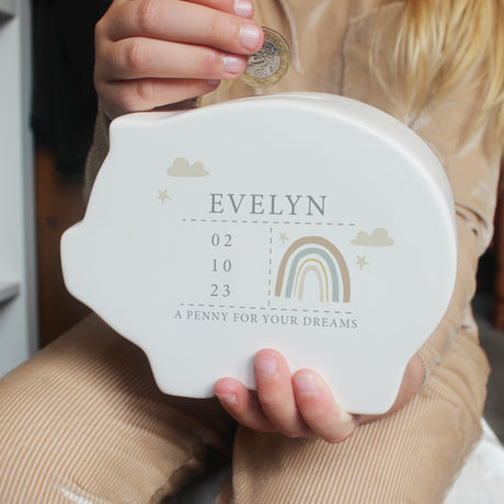 Personalised Rainbow Piggy Bank - Money Boxes at Gift Moments