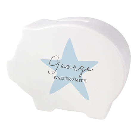 Personalised Blue Star Piggy Bank - Money Boxes at Gift Moments