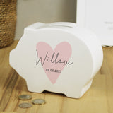 Personalised Pink Heart Piggy Bank Default Title - Money Boxes at Gift Moments