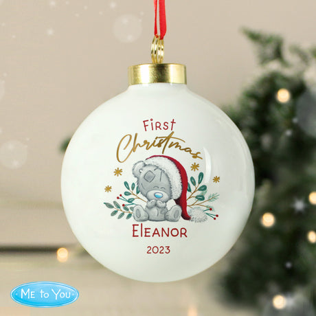 Personalised First Christmas Tiny Tatty Teddy Bauble - Christmas Baubles at Gift Moments