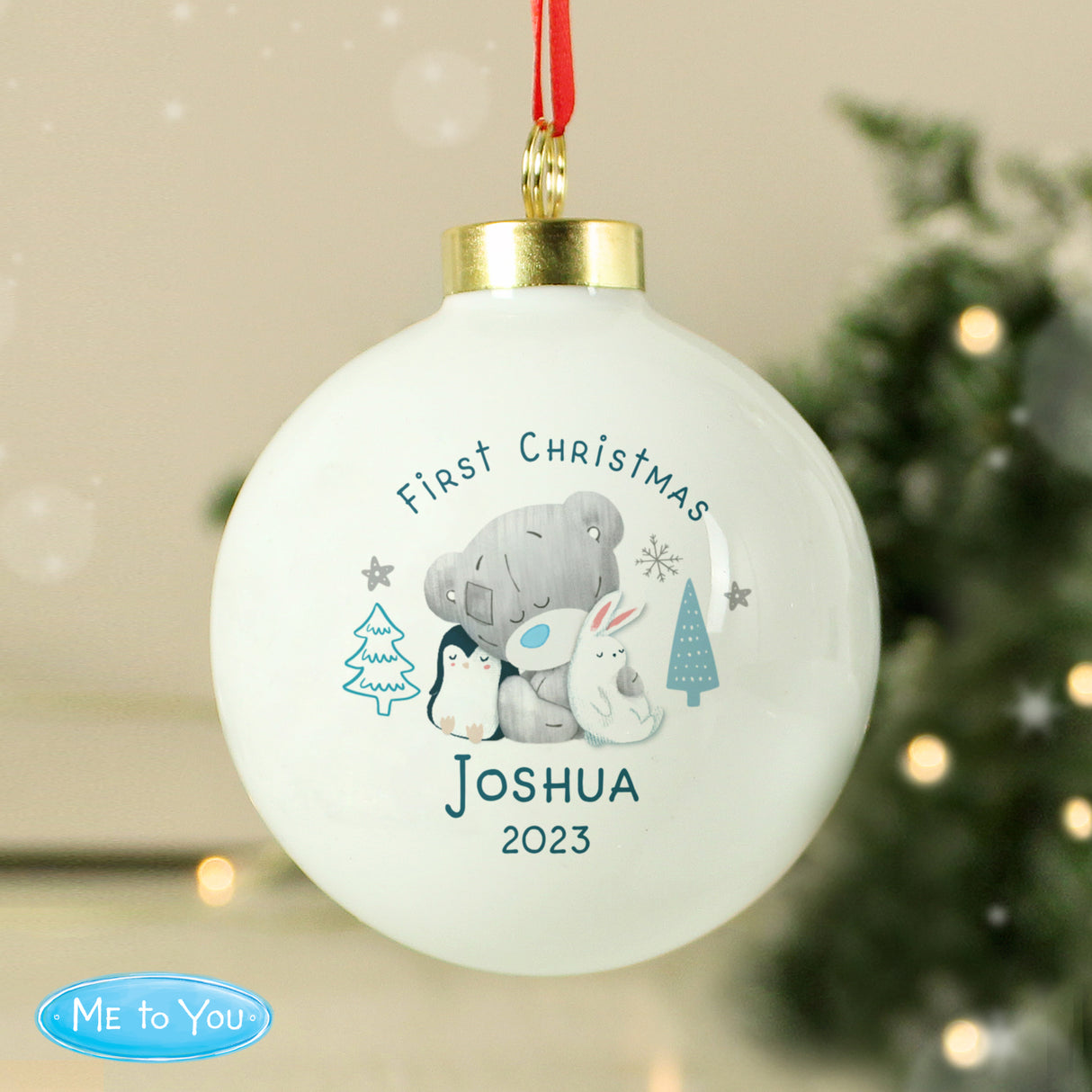 Personalised Winter Explorer First Christmas Tiny Tatty Teddy Bauble - Christmas Baubles at Gift Moments