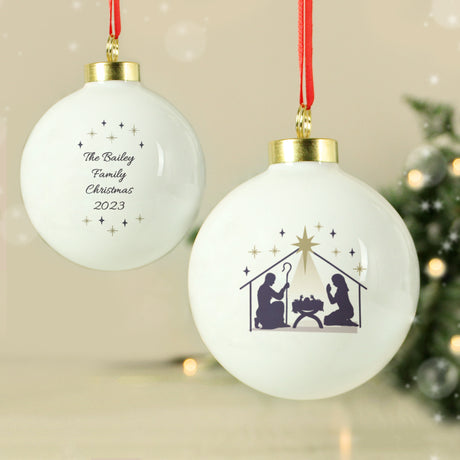 Personalised Nativity Bauble Default Title - Christmas Baubles at Gift Moments