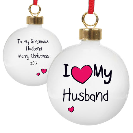 Personalised I Heart Bauble - Christmas Baubles at Gift Moments