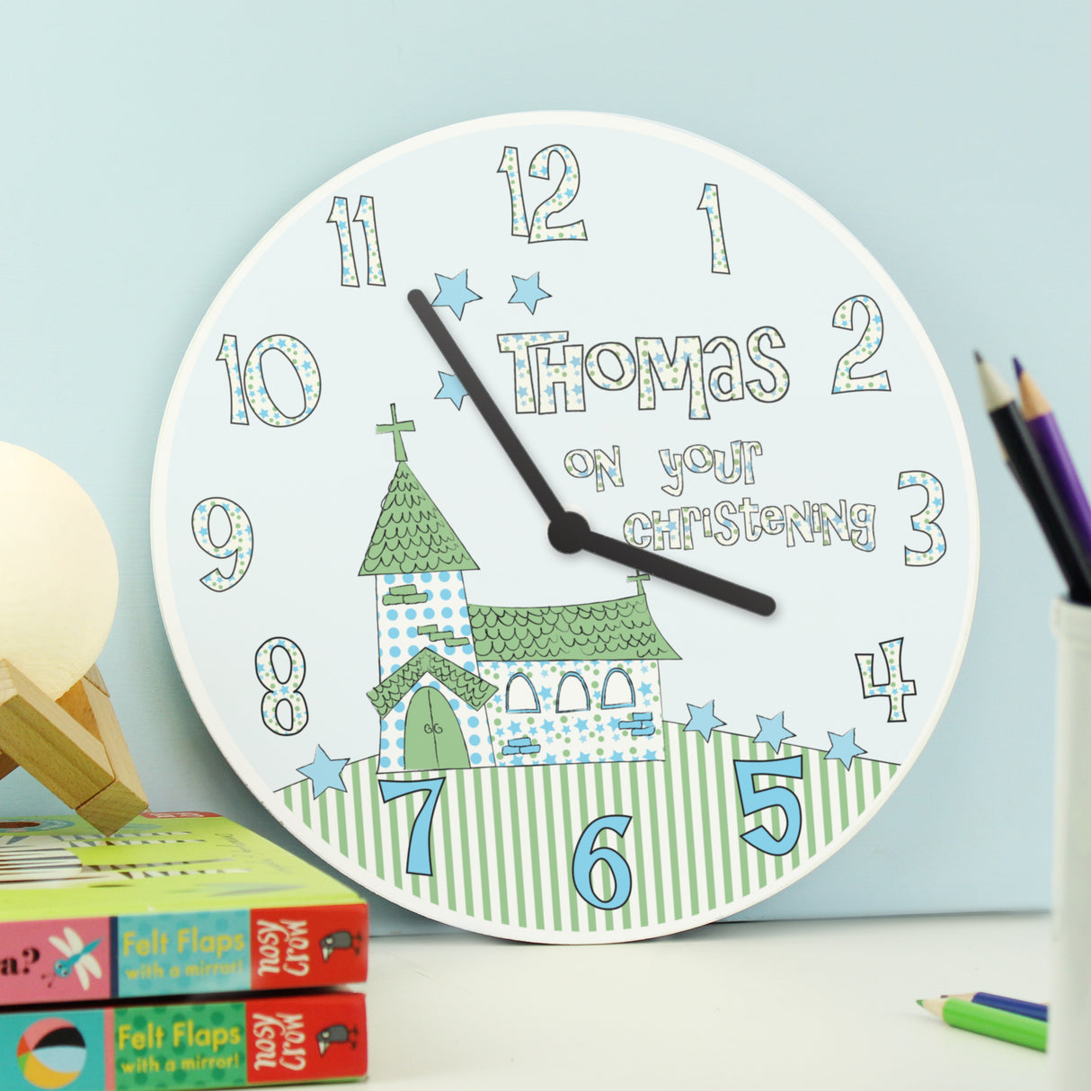 Personalised Church Boys Christening Clock - Clocks at Gift Moments