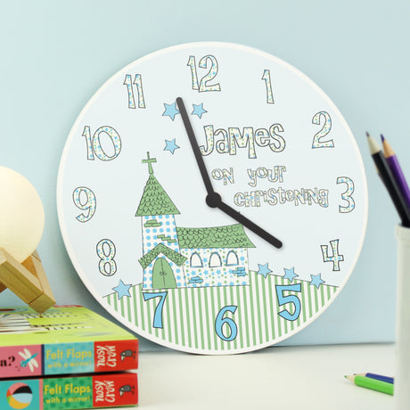 Personalised Church Boys Christening Clock - Clocks at Gift Moments