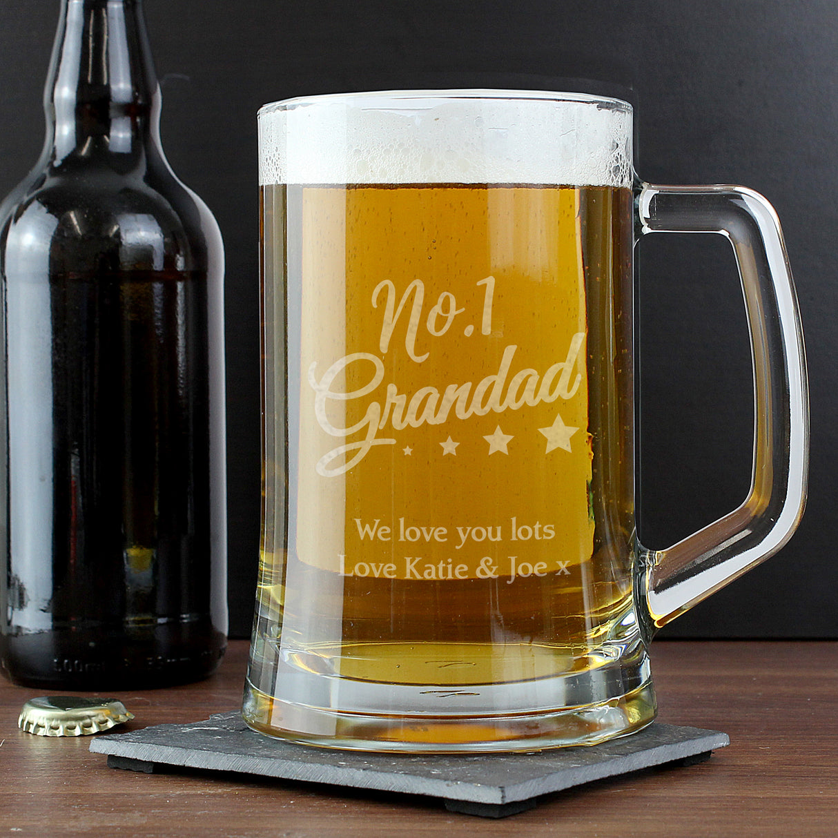 Personalised No.1 Grandad Glass Pint Stern Tankard Default Title - Tankards at Gift Moments