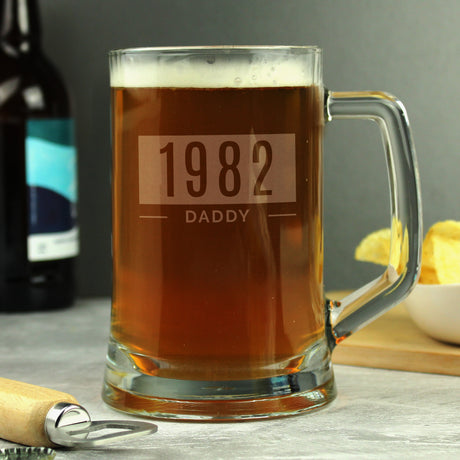 Personalised Name & Date Pint Stern Tankard - Tankards at Gift Moments