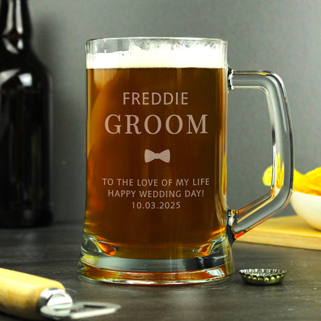 Personalised Groom Pint Stern Tankard - Tankards at Gift Moments