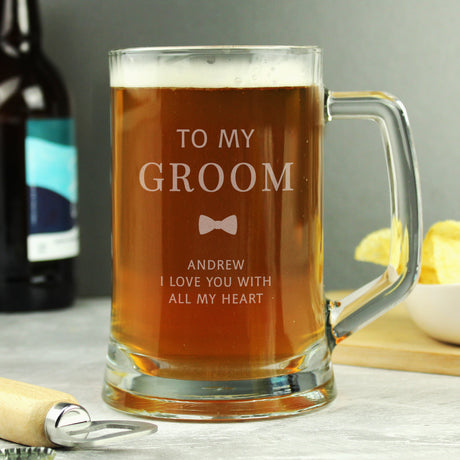 Personalised Groom Pint Stern Tankard - Tankards at Gift Moments