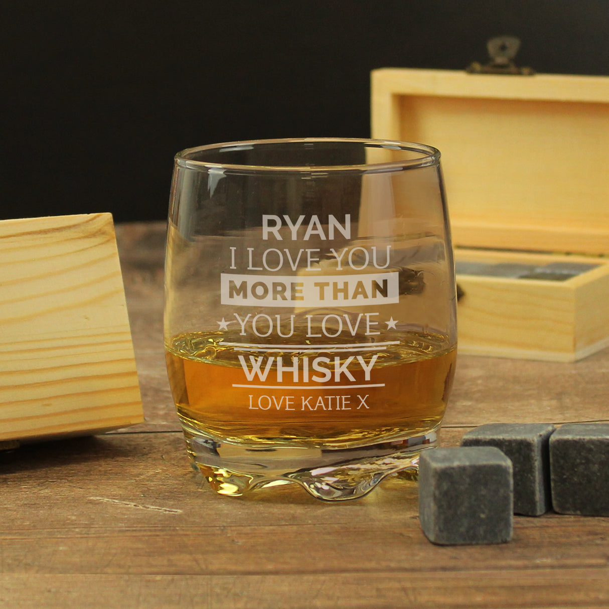 Personalised Whisky Glass & Stones Set: 3 - Tumblers By Gift Moments