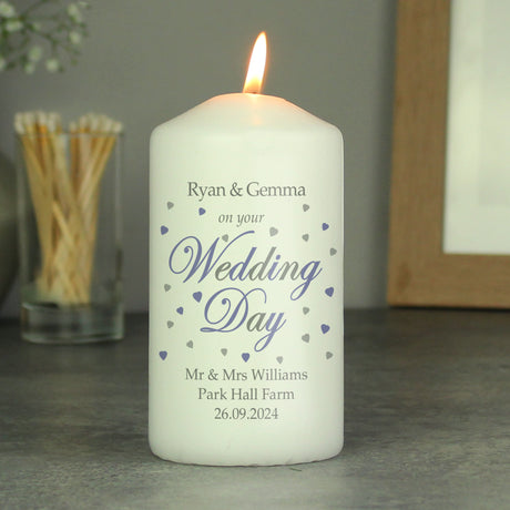 Personalised Wedding Day Pillar Candle - Candles at Gift Moments