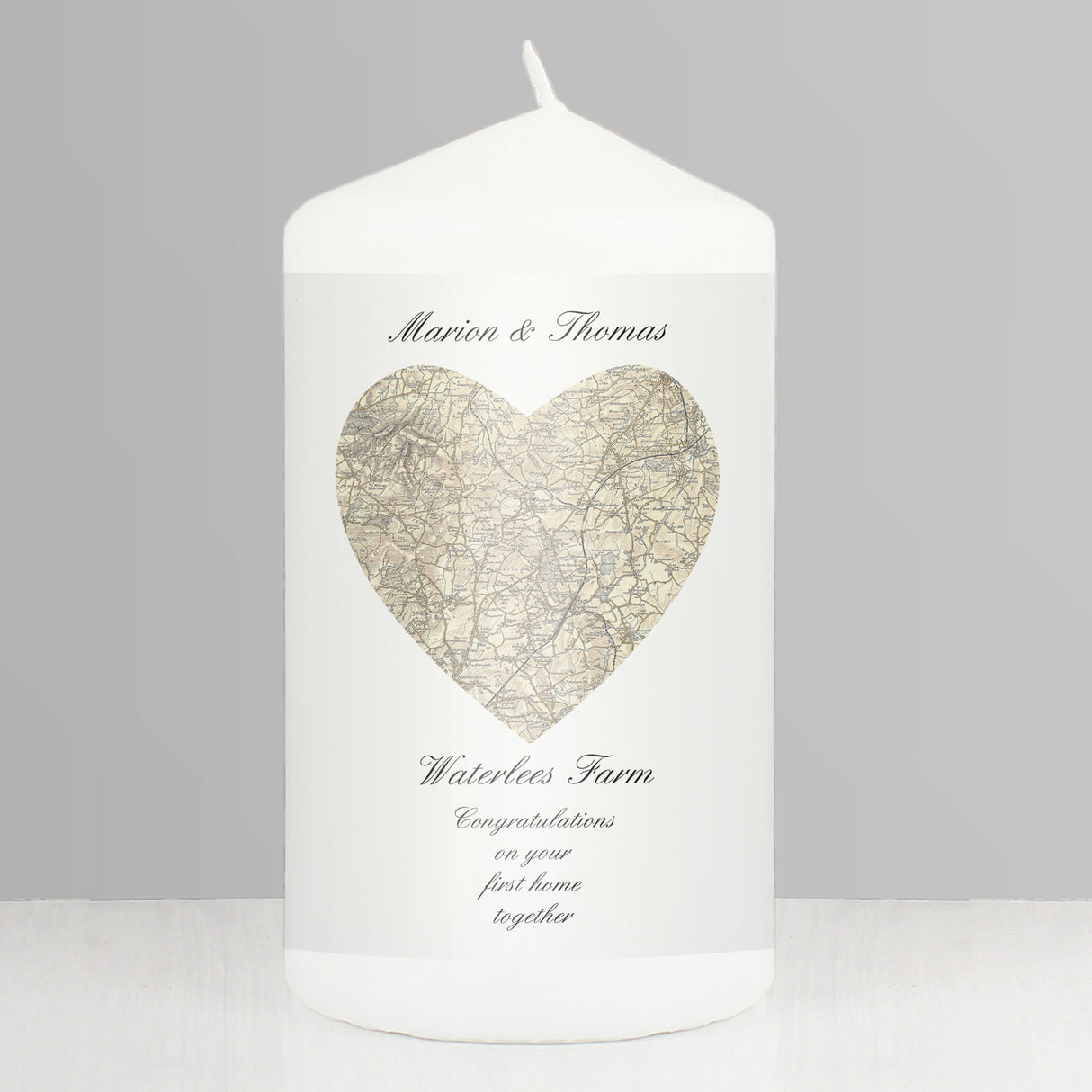 Personalised 1896 - 1904 Revised New Heart Map Pillar Candle Default Title - Candles at Gift Moments