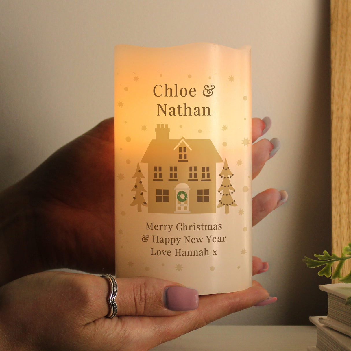 Personalised Festive Village LED Candle - LED Lighting at Gift Moments