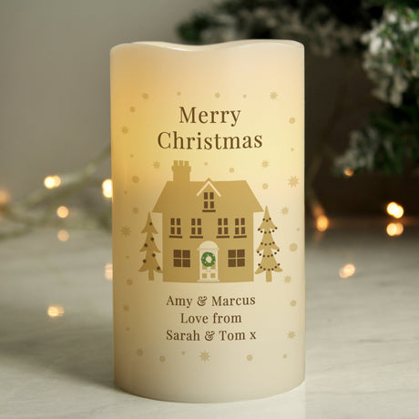 Personalised Festive Village LED Candle - LED Lighting at Gift Moments