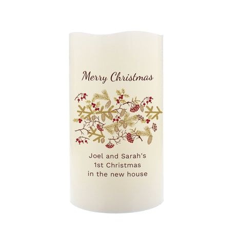 Personalised Christmas Floral LED Candle - LED Lighting at Gift Moments