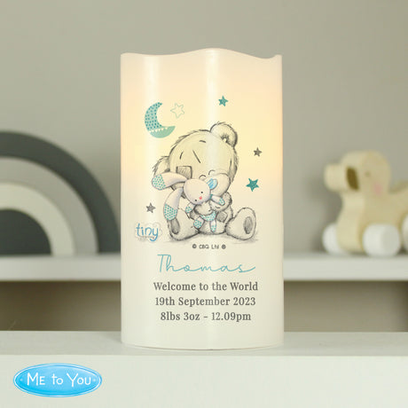 Personalised Tiny Tatty Teddy Blue Nightlight LED Candle - LED Lighting at Gift Moments