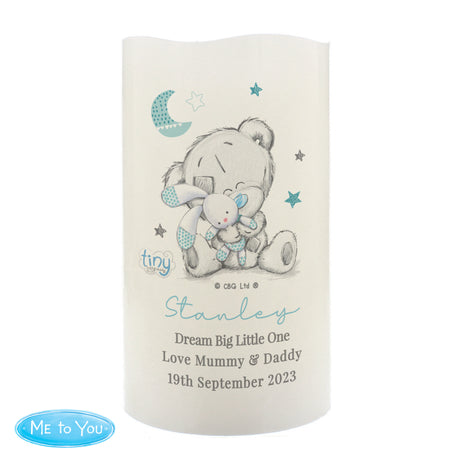 Personalised Tiny Tatty Teddy Blue Nightlight LED Candle - LED Lighting at Gift Moments