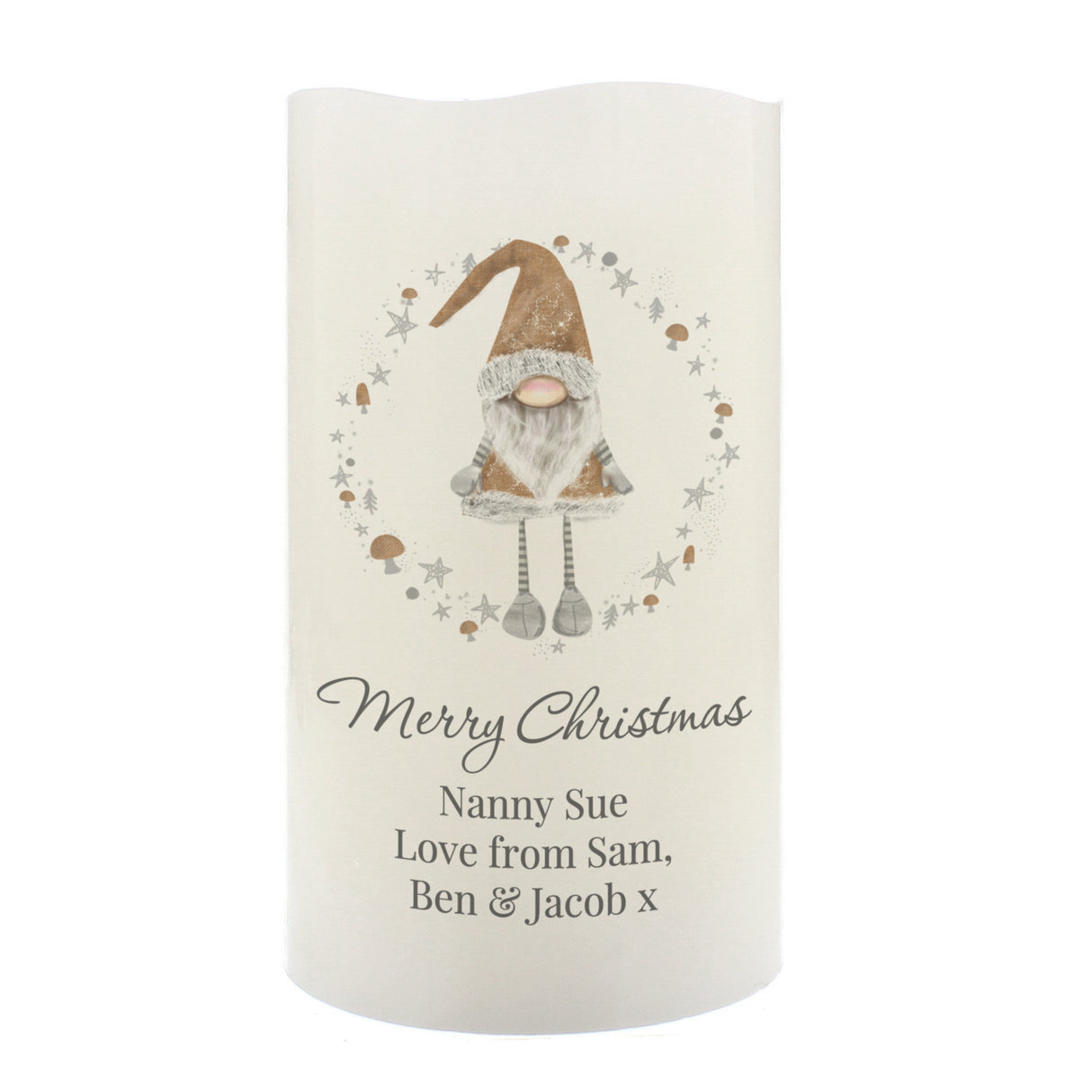 Personalised Christmas Gonk LED Candle - LED Lighting at Gift Moments