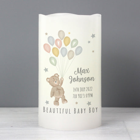 Personalised Teddy & Balloons LED Candle: 3 - LED Lighting By Gift Moments