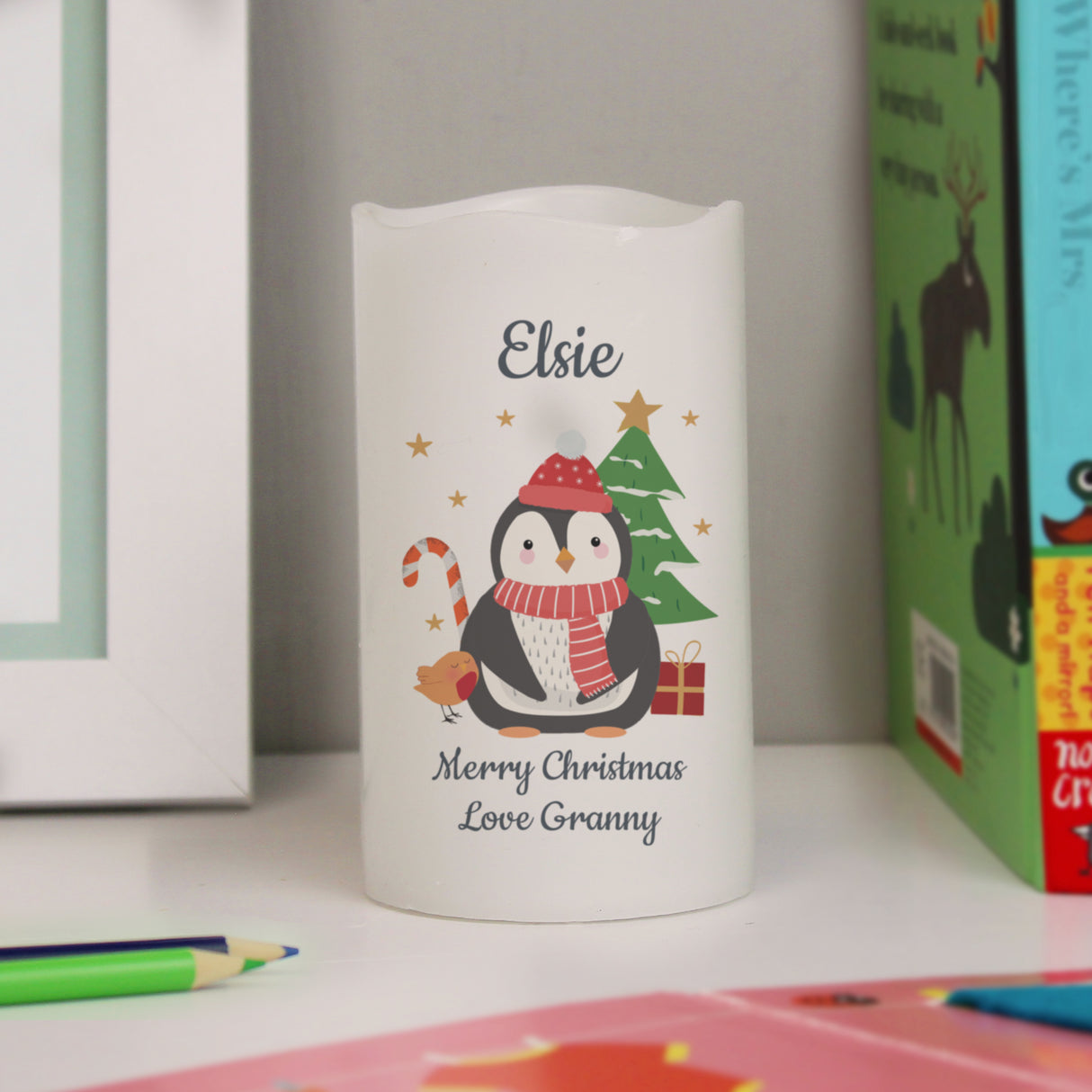 Personalised 1st Christmas Penguin LED Candle - LED Lighting at Gift Moments