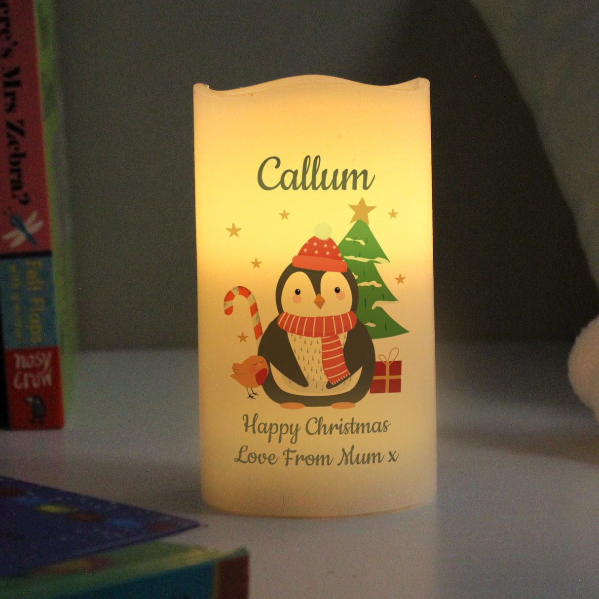 Personalised 1st Christmas Penguin LED Candle - LED Lighting at Gift Moments