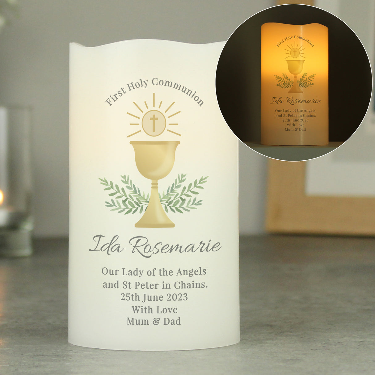 Personalised First Holy Communion LED Candle - LED Lighting at Gift Moments