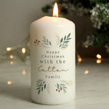 Personalised Christmas Foliage Pillar Candle - Candles at Gift Moments