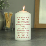 Personalised Christmas Fair Isle Pillar Candle - Candles at Gift Moments