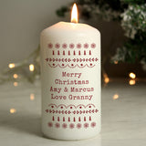 Personalised Christmas Fair Isle Pillar Candle - Candles at Gift Moments