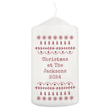 Personalised Christmas Fair Isle Pillar Candle - Candles at Gift Moments